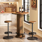 Tribesigns Round Bar Table with Chairs, Industrial Bistro Sets with 2 barstools, Pub Cocktail Table with Metal Ring Footrest for Kitchen Nook, Apartment, Small Space
