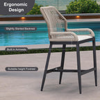 PURPLE LEAF 4 Pieces Counter Height Bar Stools Patio Boho Rattan Barstools Aluminum Woven Bar Chairs with Cushions for Outdoor Kitchen Island Garden