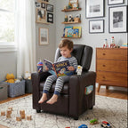 Candy Kids Reclining Chair Leather Recliner Sofa Push Back Toddler Youth Children Child Ages 1-6