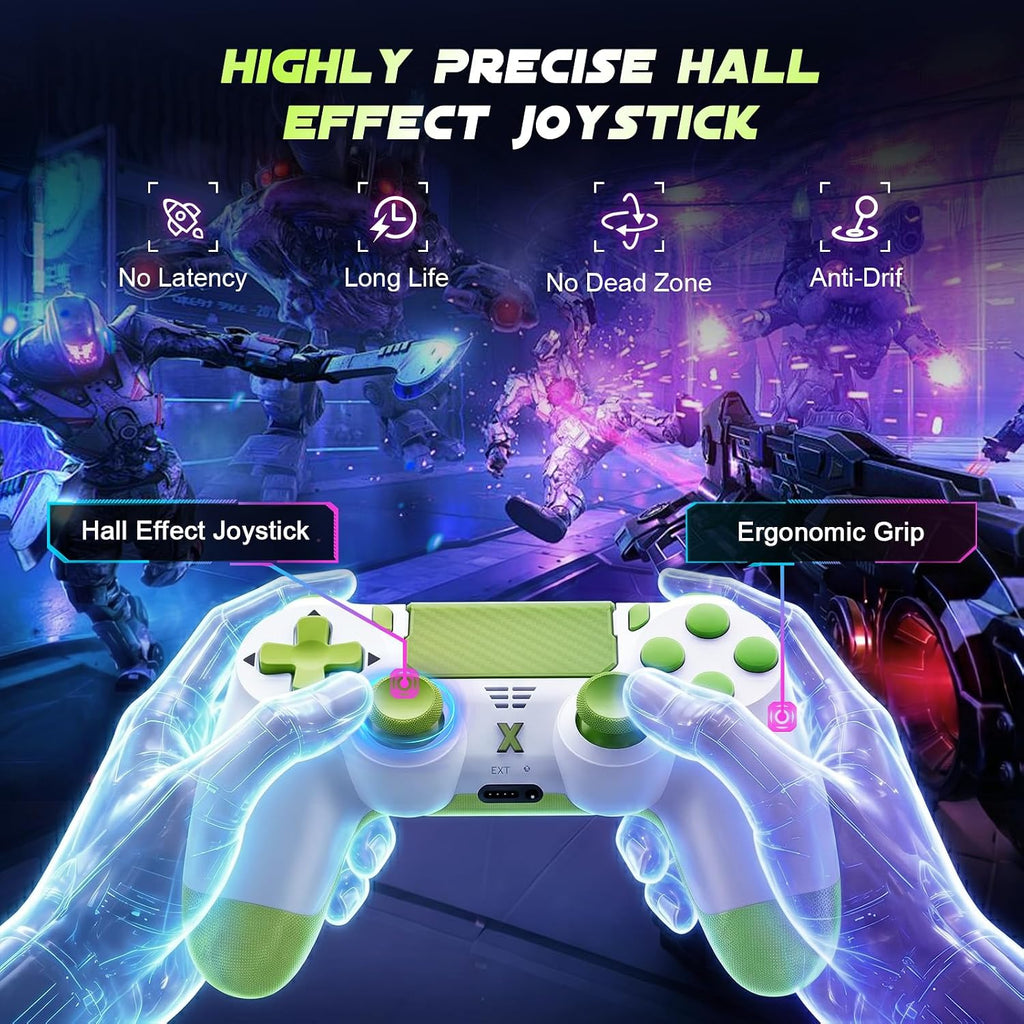Puiseno Wireless Controller for PS-4, Gamepad with Dual Vibration/Hall Effect Joysticks/Six-axis Gyroscope Sensor/Touchpad, Built-in Speaker & Headphone Jack, Compatible with PS4/Slim/Pro Console/PC(Yellow)
