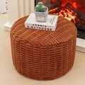 Asuprui Ottoman Foot Rest, Round 20x14 in, Burnt Orange, Leg Rest for Couch | Footstool Ottoman,Stuffed Pouf Ottoman,All-One Foam Filler, Foot Rest,Beanbag Chair,Floor Pouf Storage Solution,Wedding Party