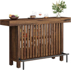Tribesigns Large 2-Tier Bar Table, 63-Inch Mini Pub Table with Footrest, Rectangular Modern Coffee Bar Cabinet Counter Height Table for Home Kitchen, Bistro, Dining Room, Living Room, Rustic Brown