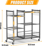 Ultrawall Garden Tool Organizer with Lockable Wheels, Yard Tool Storage Rack for Garage, Garden Tool Stand for Rake, Brooms, Indoor & Outdoor Use