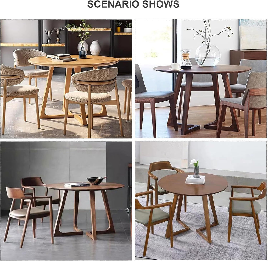 Mid Century Modern Dining Table Round Solid Wood Kitchen Dining Room Tables Rustic Pedestal Table Small Leisure Coffee Table for 2,4 People for Living Room(Walnut Color,60 * 60cm)