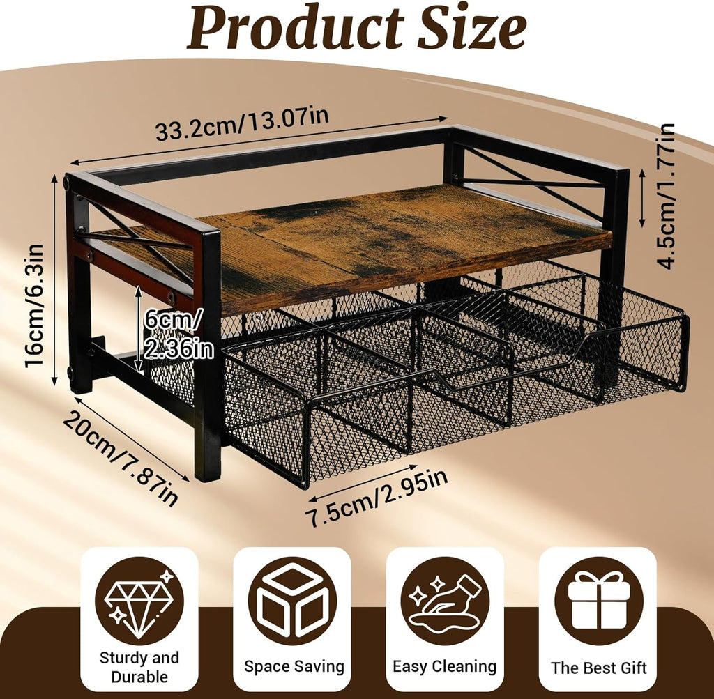 NANXITU Tea Holder Organizer,Wood Tea Box Organizer Storage Box | Tea Caddy for Tea Bags Organizer Drawer,with 8 Compartments Multi-Functional Tea Station Chest for Countertop