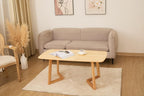 Mid-Century Modern Rectangular Coffee Table, Solid Wood Small Coffee Table with Unique Z-Shaped Legs, Minimalist Natural Wood End Table for Living Room, Apartment, Small Space, Easy Assembly