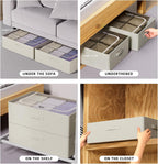 CYhom Under Bed Storage Bins Frame Storage Box Oxford Fabric Sturdy Underbed Container Foldable Stackable Large Capacity Clothes Organizer (Beige, 23.6" x 19.7" x 6.3")