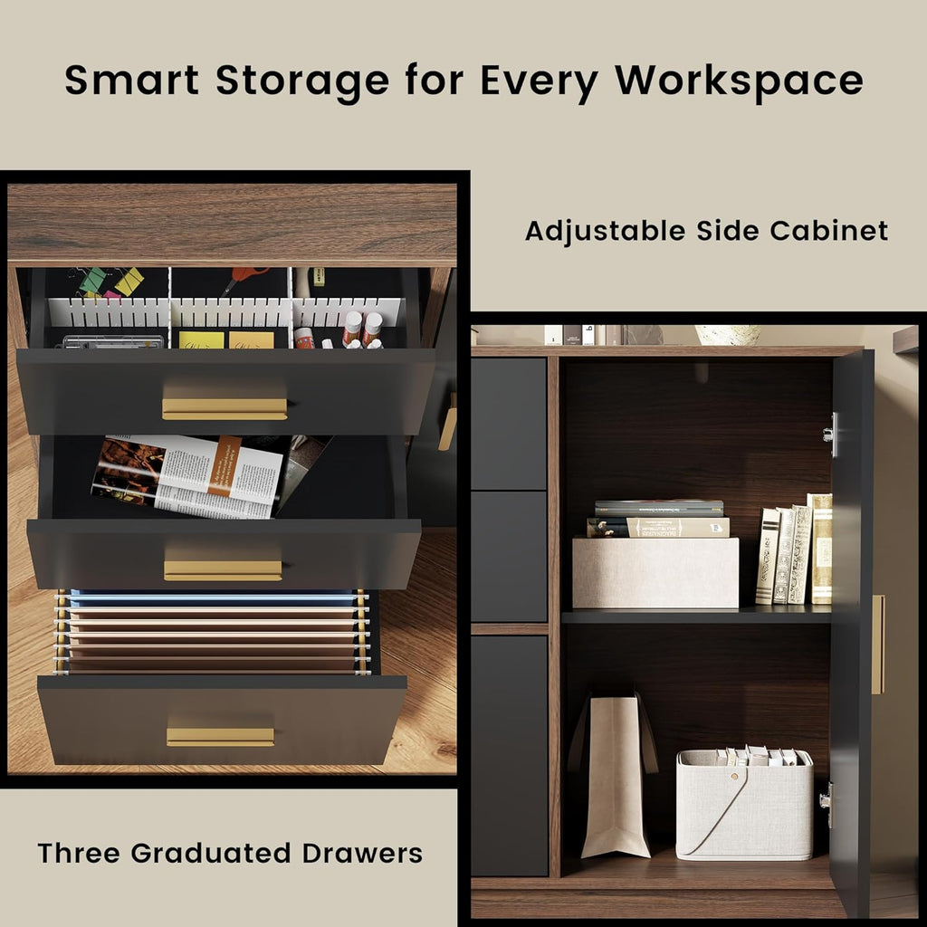 ModernMate 3 Drawer Office File Cabinet with Shelves, MDF Home Office Organizer, Compact Filing Cabinet for Bedroom Living Room, Adjustable Shelf, Anti-Tip Kit Included, 31.5" W x 13.8" D x 30" H