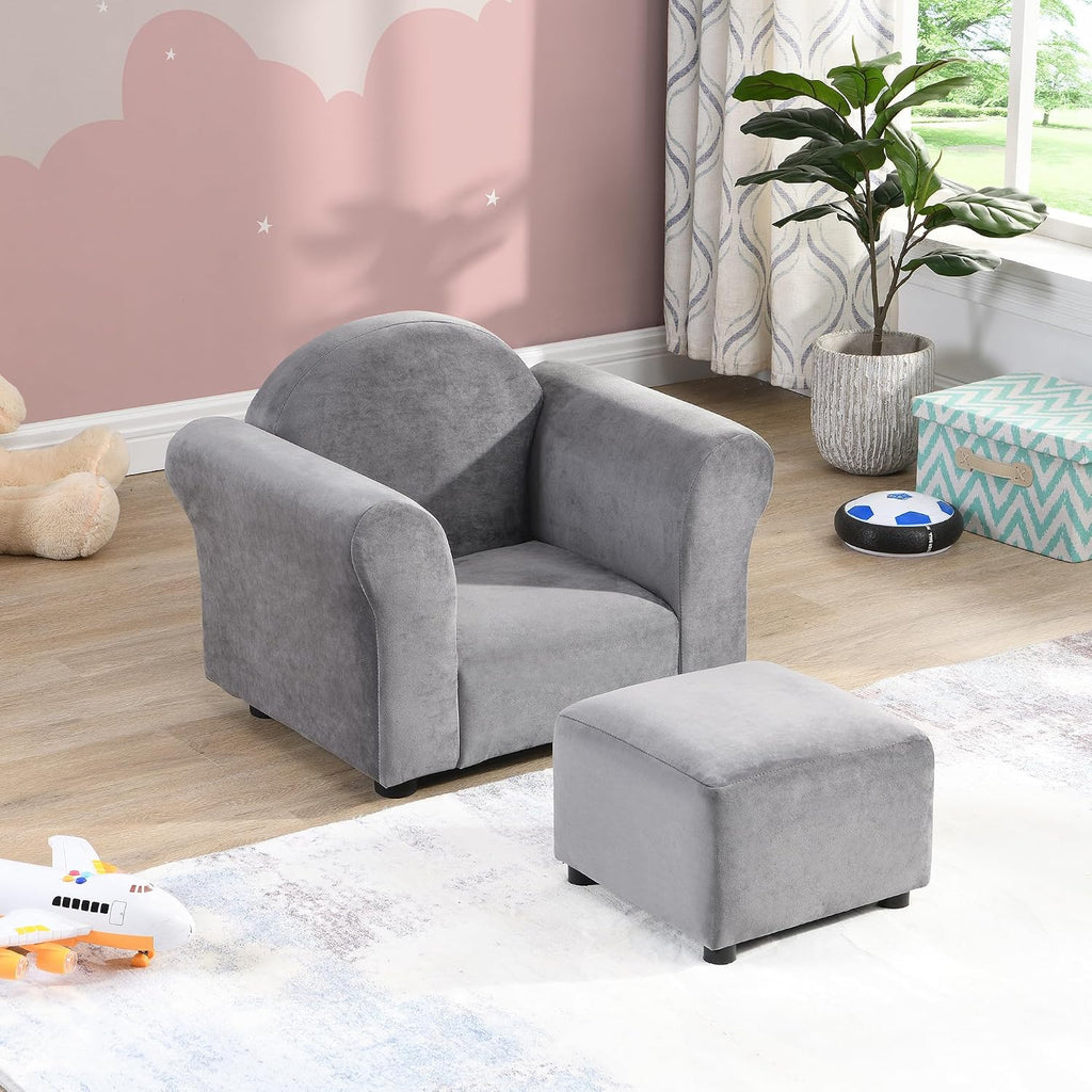 Chair, Upholstered Couch with Ottoman