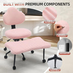 Ergonomic Cross Legged Chair, 360° Swivel Meditation Chair with Wheels, Height Adjustable Seat for Meditation, ADHD & Yoga, Teddy Fabric Yoga Stool for Home Office, Pink