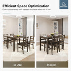 MFSTUDIO 5 Piece Kitchen Table Chairs Set of 4, Wood Dining Table Set for 4, Space Saving Farmhouse Dinner Table Set for 4, Dark Oak