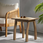 Outdoor Patio Side Table, Wood Accent End Table in Natural Stained, Weather-Resistant Rectangular for Living Room Indoor Garden Lawn Porch, Easy to Assemble, Natural