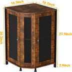JKsmart Corner Storage Cabinet with Open Shelf, 3-Tier Industrial Wine Bar Shelf with Door, Industrial Corner Cabinet for Kitchen, Dining Room, Rustic Brown