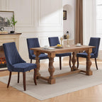 ODUSE-DAILY Navy Mid Century Dining Chairs Set of 4, Modern Kitchen & Dining Room Chairs Set of 4, Linen Upholstered Kitchen Chair, Sillas de Comedor, Wood Legs (Blue, 4 Pcs)