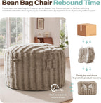 fond + found Adult Bean Bag Chairs 5FT Large Lounger, Wave Cover, Brown | Portable Handle, Removable and Washable Cover, Memory Foam Filled, Relaxing, Reading, Large, Soft Wave Pattern Plush Fabric