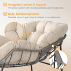 Bifanuo Oversized Egg Rocking Chair for Indoor/Outdoor – All-Weather Wicker Rattan Lounge Chair with Cushion, Patio Rocker for Porch, Garden, or Balcony (Classic Beige)