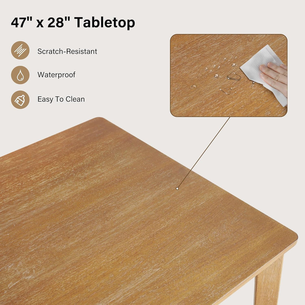 SIMTONAL Farmhouse Dining Table Set for 4, Wooden Dining Roon Table and Solid Wood Chairs, 5-Piece Modern Dining Set Home, Kitchen, Dining Room, 4 Upholstered Chairs, Rubberwood Legs