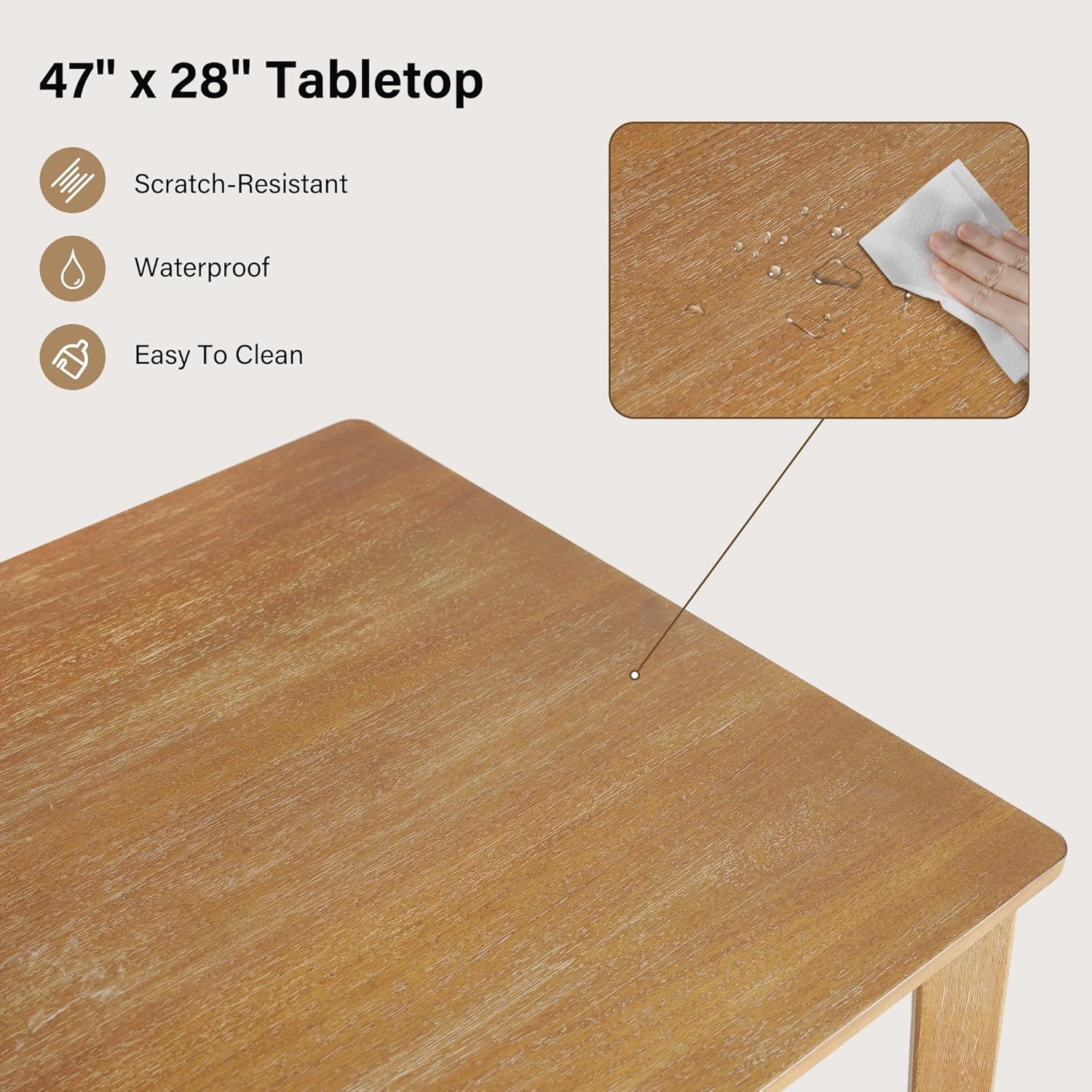 SIMTONAL Farmhouse Dining Table Set for 4, Wooden Dining Roon Table and Solid Wood Chairs, 5-Piece Modern Dining Set Home, Kitchen, Dining Room, 4 Upholstered Chairs, Rubberwood Legs