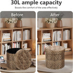 AmasSmile Storage Ottoman Folding Foot Rest Stool, 14x14x13 inch Small Velvet Footstool Bench, Short Ottoman Bench, Storage Foot Rest Store, Blanket Chest, Leopard Print