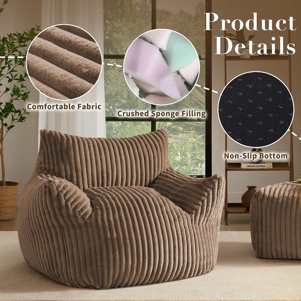 Oversized Bean Bag Chair for Living Room Furniture Bean Bag Chairs for Adults- Small Couch & Lounge Accent Chair for Living Room Chairs or Bedroom