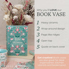 Steel Mill & Co Original Large Book-Shaped Decorative Vase, Ceramic Vases for Home Decor, Cute Bookshelf Decor, Unique Vase for Book Lovers, Little Women