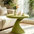 16" Modern Z-Shaped Round Side Table, Matcha Green Accent End Table, Unique PE Small Coffee Table for Living Room Bedroom, No Assembly Indoor/Outdoor Nightstand