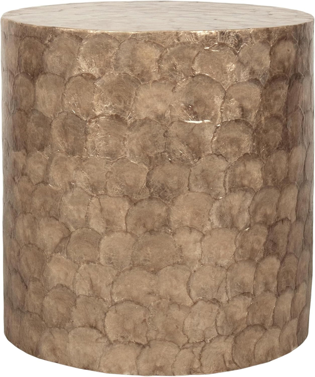 East at Main Capiz Shell Side Table – Tea Brown Accent Table, Small Decorative Round Table for Coastal and Modern Spaces