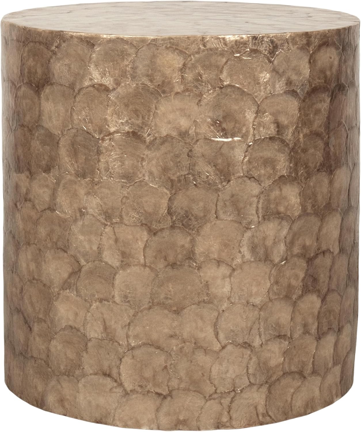 East at Main Capiz Shell Side Table – Tea Brown Accent Table, Small Decorative Round Table for Coastal and Modern Spaces