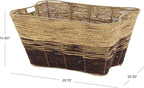Deco 79 Seagrass Handmade Decorative and Functional Storage Basket Oversized Color Block Basket Organizer with Slot Handles, Basket for Storage 30" x 20" x 15", Brown