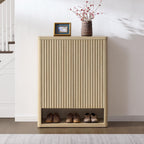 SICOTAS Shoe Cabinet 44 inch Tall Fluted Shoe Cabinet with Doors & 4 Shelves Wooden Large Hidden Shoe Storage Organizer Modern Free Standing 6-Tier Cabinet for Entryway Living Room Closet