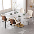 BV Dining Chairs Set of 4, Mid Century Modern Walnut Bentwood Side Chairs with PU Leather and Metal Legs, Retro Armless Accent Seating for Kitchen Dining Room (Beige)