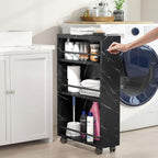 Tribesigns Slim Storage Cart, Rolling Narrow Kitchen Cart on Wheels for Small Place, 4-Tier Slide Out Slim Utility Cart Skinny Laundry Cart with Handle for Kitchen, Bathroom, Laundry (Contemporary)