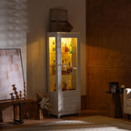 roomfitters 71'' Display Cabinet with Glass Door, Freestanding Pantry Storage Cabinet with Adjustable Shelves for Dining, White