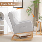 HCHAIRH Rocking Chair Nursery, Nursing Rocking Chairs for Mom Nursery, Comfy Wingback Glider Rocking Armchair with Foot Rest and Side Pocket for Nursery Living Room Bedroom, Light Grey