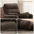 SUNWAVE 40" Oversized Power Nursery Rocking Recliner Barrel Chair, Swivel Nursing Chair with Electric Headrest & Anti-Pinch, Lay-Flat Corduroy Rocking Chair Nursery with USB/Type-C