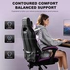 Big and Tall Gaming Chair 400lbs with Footrest - Heavy Duty Ergonomic Computer Office Chair for Adults, Wide Desk Chair with Pocket Spring Cushion & Linkage Armrests Purple