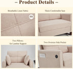 HOMREST Upholstered Oversize Rocking Chair, Nursery Rocking Chair with High Back and Side Pocket USB Port, Double Wide Rocker Armchair with Rubber Wood Legs for Living Room, Bedroom, Nursery, Beige