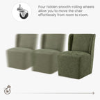 KISLOT Dining Chairs with Casters Require Assembly Upholstered Wingback Single Sofa Armless Deskchair for Bedroom Waiting Room Kitchen Diningroom