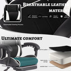 Gaming Chair, Computer Chair with Footrest and Lumbar Support,High Back Ergonomic Office Chair, Height Adjustable Game Chair with 360°-Swivel Seat and Headrest, for Office or Gaming (White)