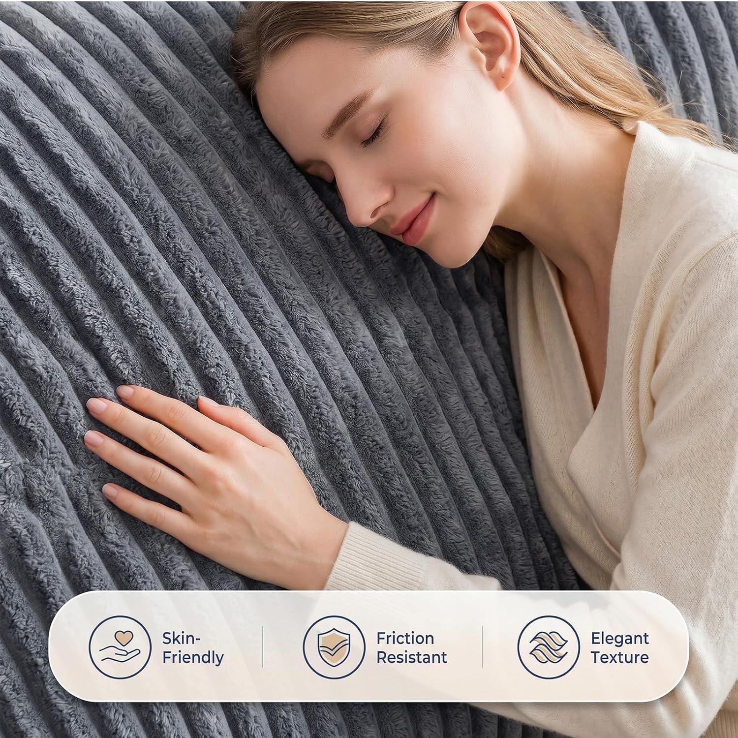 3 in 1 Bean Bag Chair with Memory Foam Filler, Beanbag Chairs for Adult with Washable Cover, Fluffy Oversize Bean Bag Chair Reading Lounger for Bedroom & Living Room (Dark Grey)