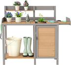 Wooden Potting Bench Table with Sink,Outdoor Garden Table Work Bench with Storage, Workstation for Outside Lawn Patio