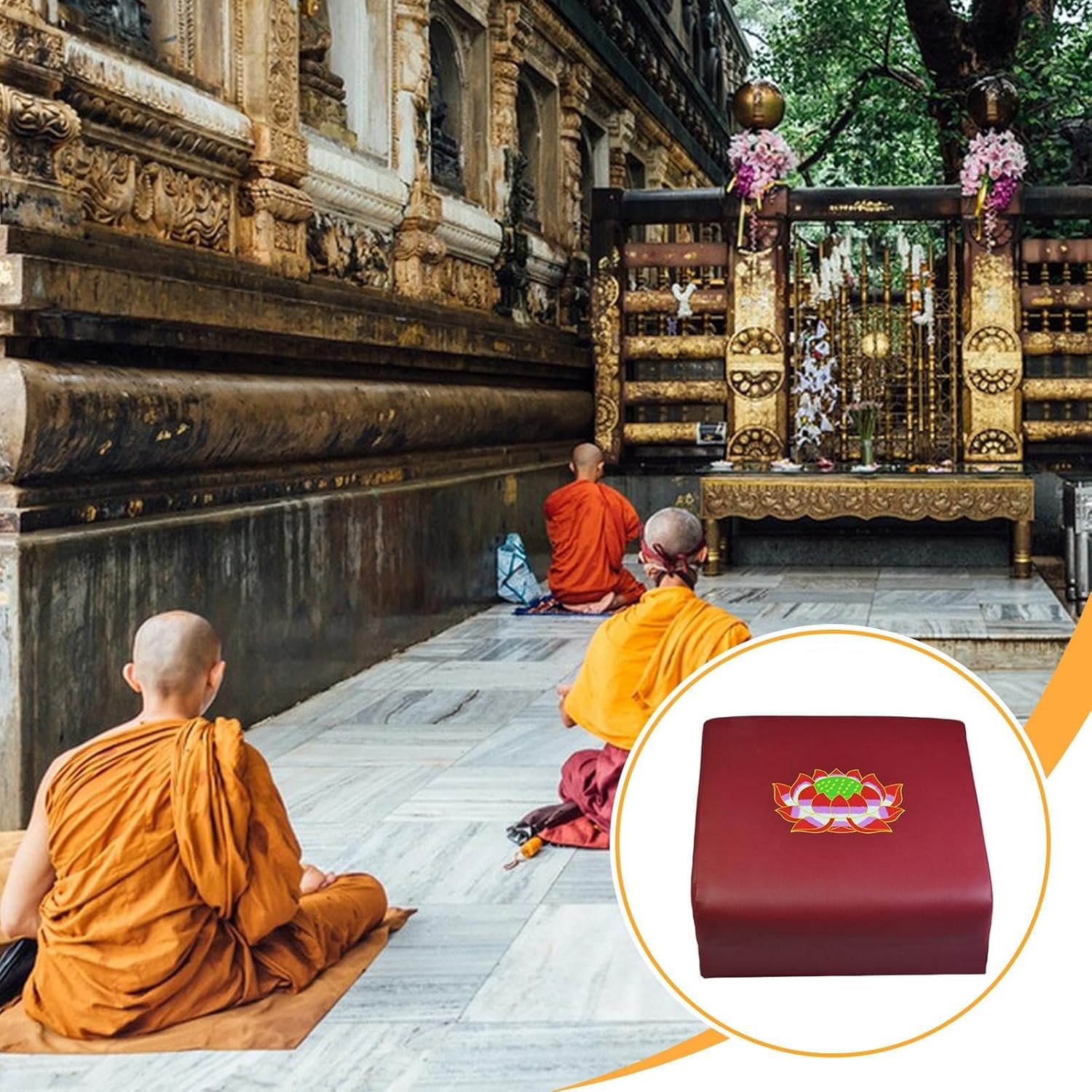 Prayer Kneeler Bench Meditation Cushion Pouf Floor Knee Pad Ergonomic Wooden Sponge PU Leather Suitable for Men Spiritual practices Home Decor