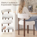 Wooden Dining Chairs Set of 2, Upholstered Kitchen Chairs with Solid Wood Legs, Mid Century Dining Room Chair with Ergonomic Curved Backrest for Kitchen Dining Vanity, Beige