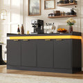 UNIQUITE 63" Sideboard Buffet Cabinet, Kitchen Buffet Cabinet Storage Cabinets with Power Outlets & LED Light, Modern Sideboard Coffee Bar Buffet Cabinets for Kitchen, Dinning, Living Room