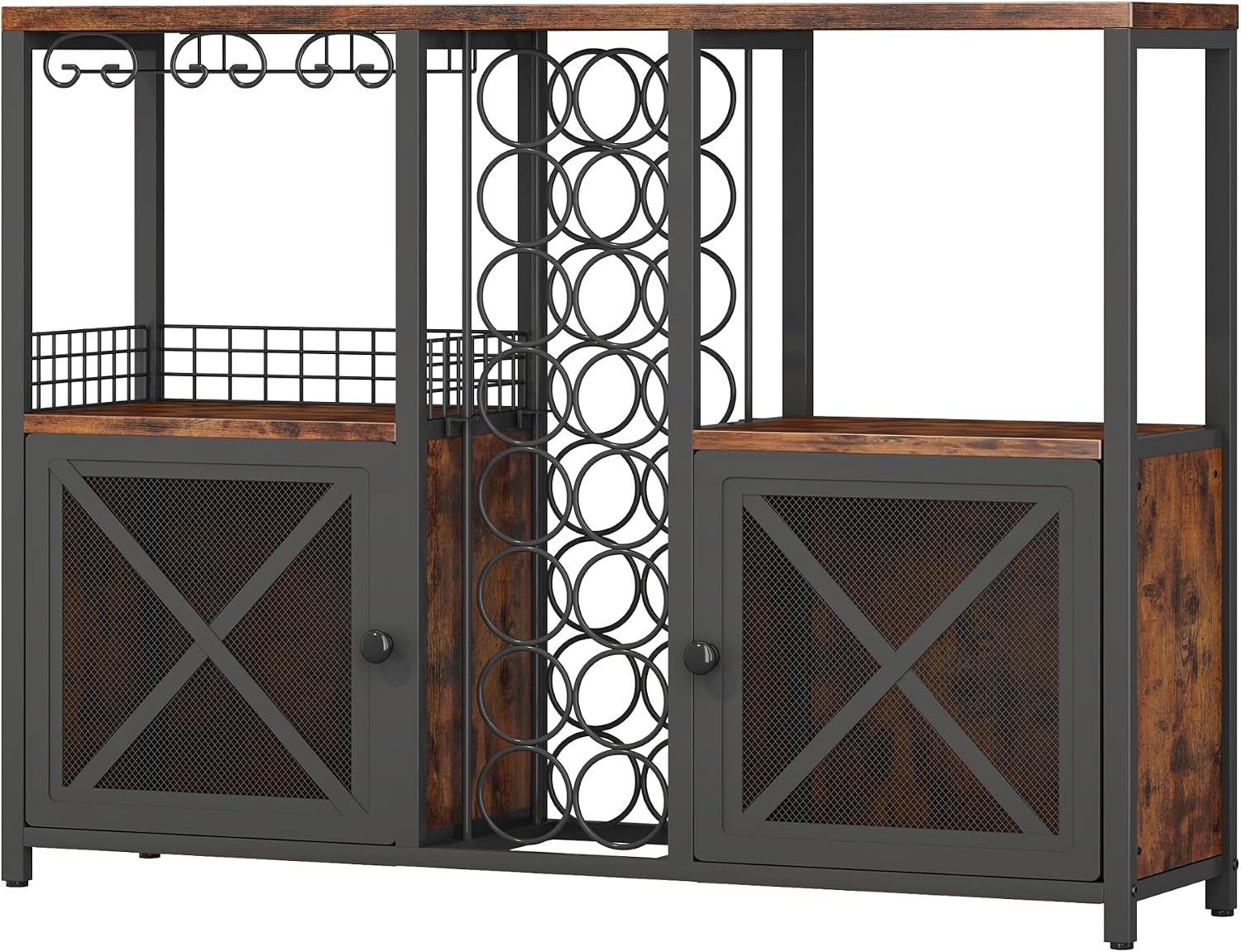 Homeiju Mini Bars for Home, Wooden Coffee Bar Cabinet, Modern Liquor Cabinet for Liquor and Glasses, Farmhouse Buffet Wine Cabinet with Storage Sideboard for Home Kitchen Dining Room