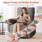 Rocker Chair, Nursery, Dark Gray Fabric Chair, 270 Degree Glider Rocking Chair with 150 Degree Recline, Wide Arms for Living Room Bedroom
