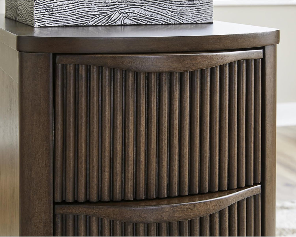 Signature Design by Ashley Camdill Chairside Contemporary End Table with USB Port and Charging Station, Dark Brown