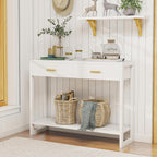 Entryway Table, Console Table with Motion Sensor Light, Sofa Table with 2 Drawers and Storage Shelf, Entryway Cabinet and Sideboard Cabinet for Hallway, Foyer, Living Room, White