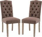 Tufted Upholstered Parsons Dining Chair Set Fabric Diner Accent Stylish Modern Kitchen Living Room with Button Sturdy Solid Wood Legs, 2-Pack