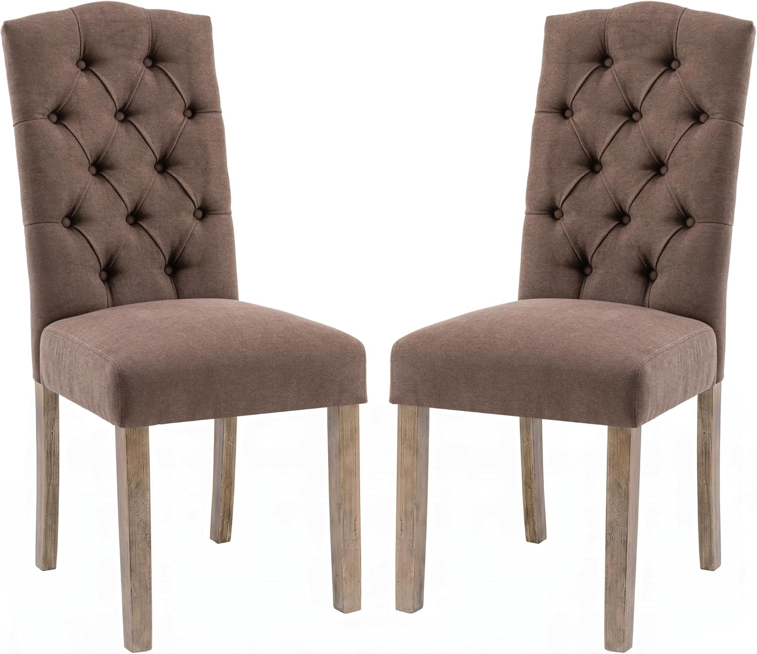 Tufted Upholstered Parsons Dining Chair Set Fabric Diner Accent Stylish Modern Kitchen Living Room with Button Sturdy Solid Wood Legs, 2-Pack
